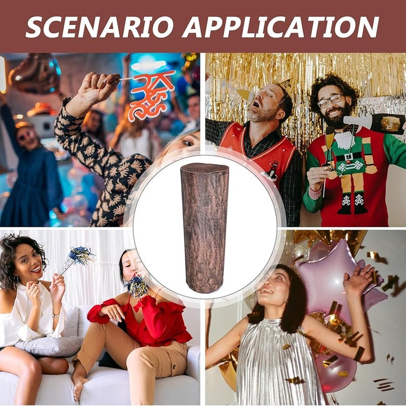 Cabilock 4pcs Faux Tree Stump Decor Light Brown Realistic Wood Grain Party Props - Image 3